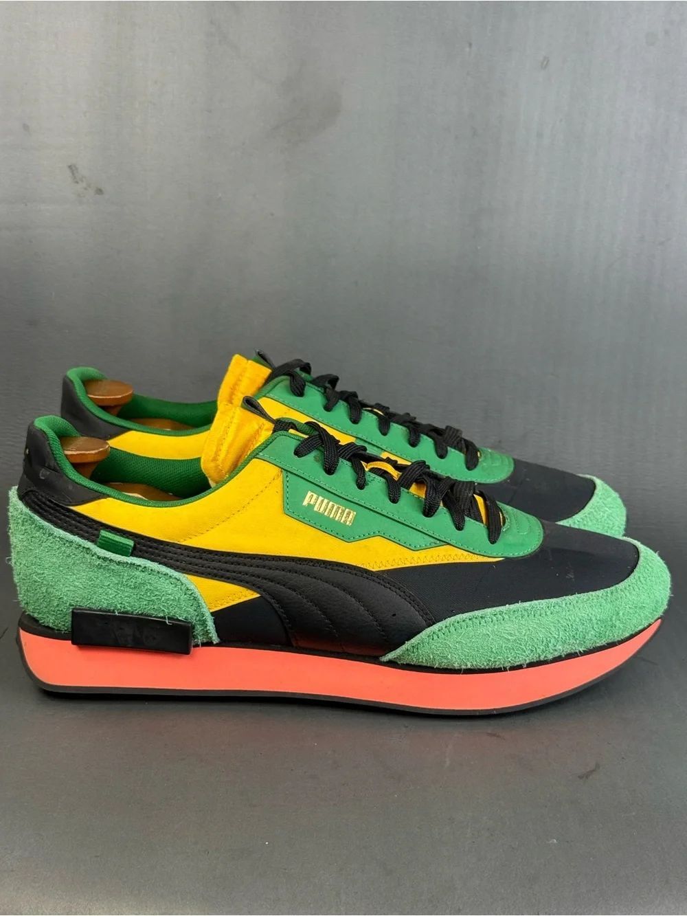 Puma Future Rider Game On Black Green Yellow sneaker shoes men’s size 13
